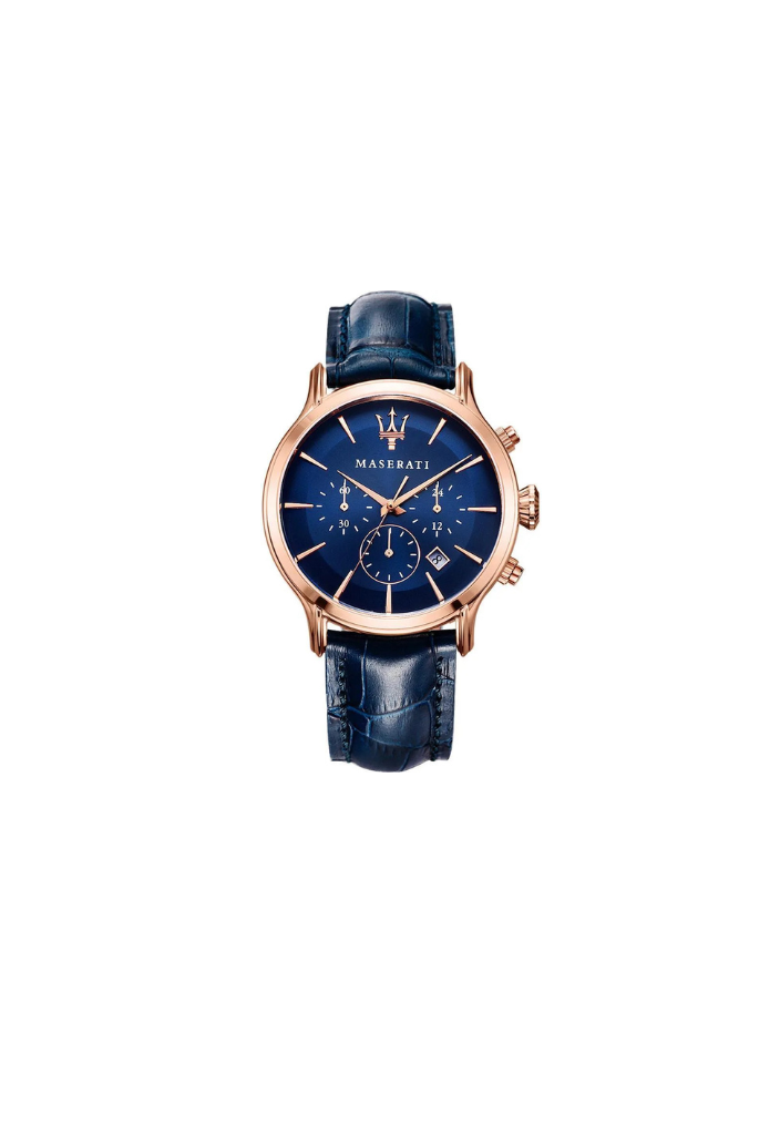 Maserati Epoca R8871618007 – Orologio Uomo Quarzo 42mm Rose Gold e Cinturino Blu