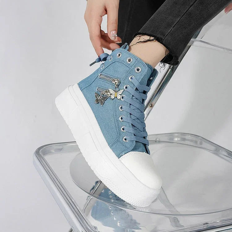 New Outdoor All-matching Butterfly Zipper Canvas Shoes - VAleG
