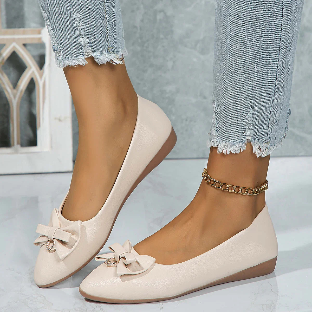 Flat Casual Plus Size Women's Shallow Mouth Bowknot Shoes - VAleG