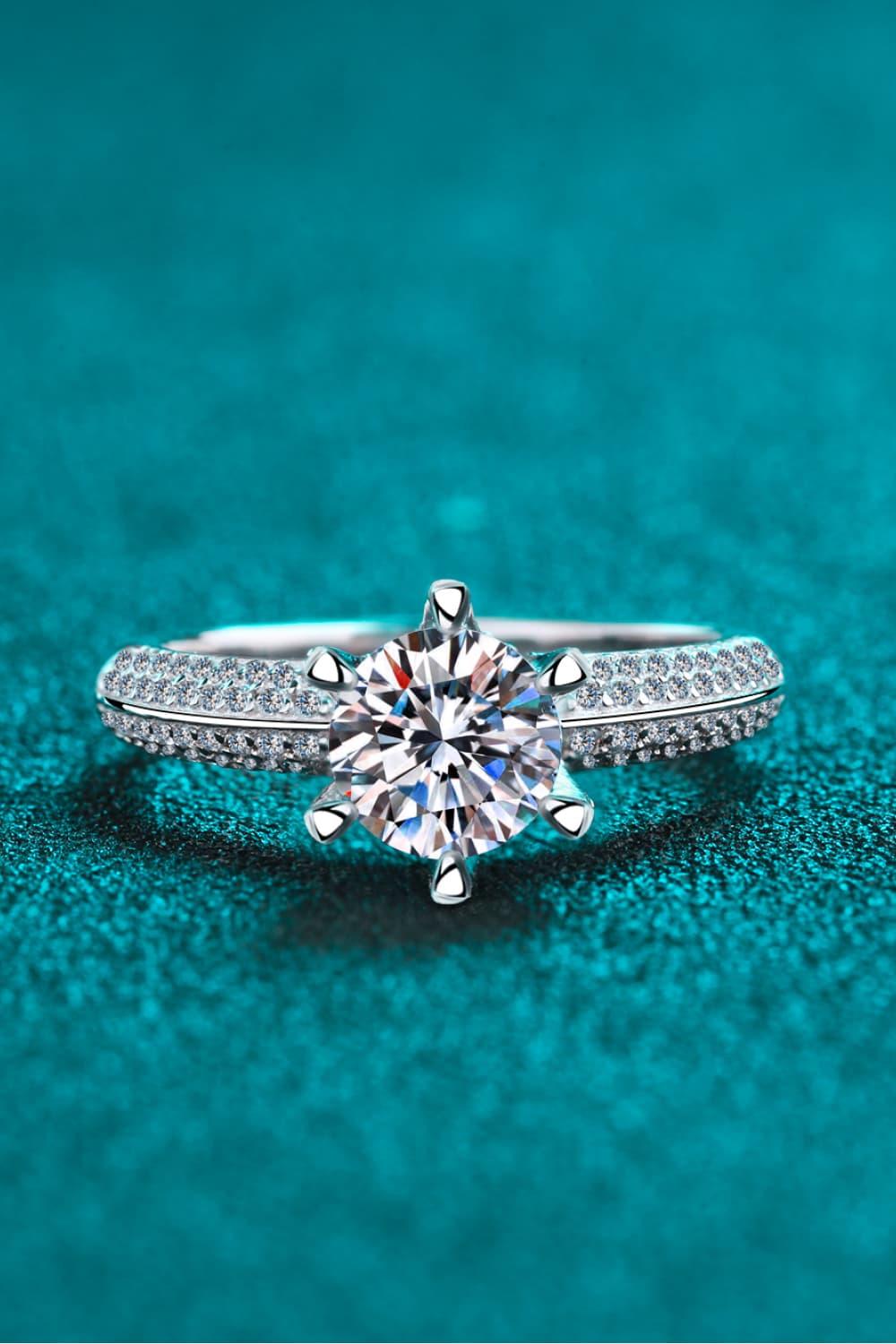 2 Carat Moissanite 925 Sterling Silver Side Stone Ring - VAleG