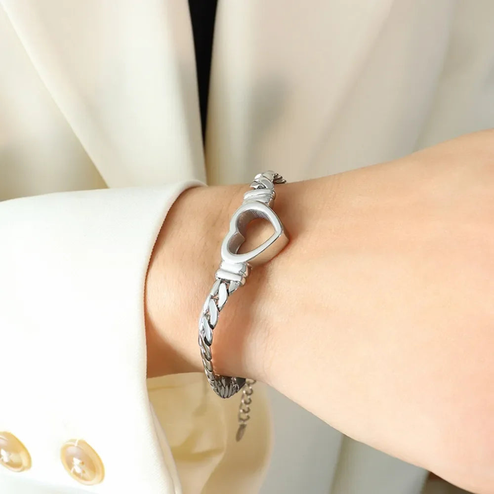 Titanium Steel Cutout Heart Bracelet - VAleG