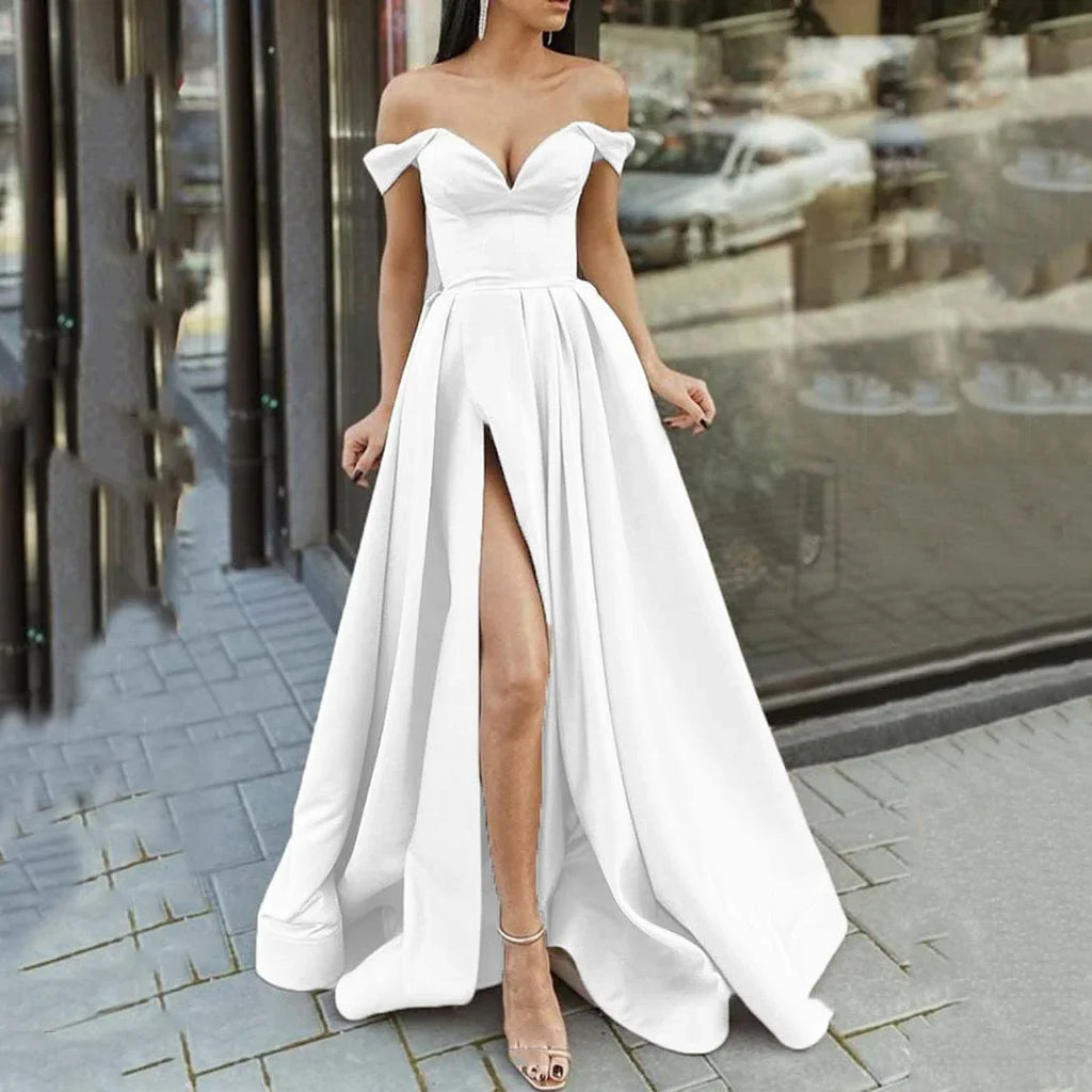 Women's Clothing Multi-color Tube Top V-neck Backless Large Swing Split Sleeveless Dress - VAleG