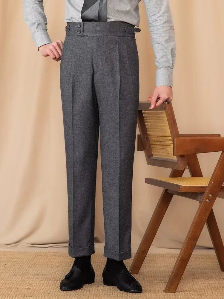 Casual Straight Slim Fit Buckle Suit Pants - VAleG