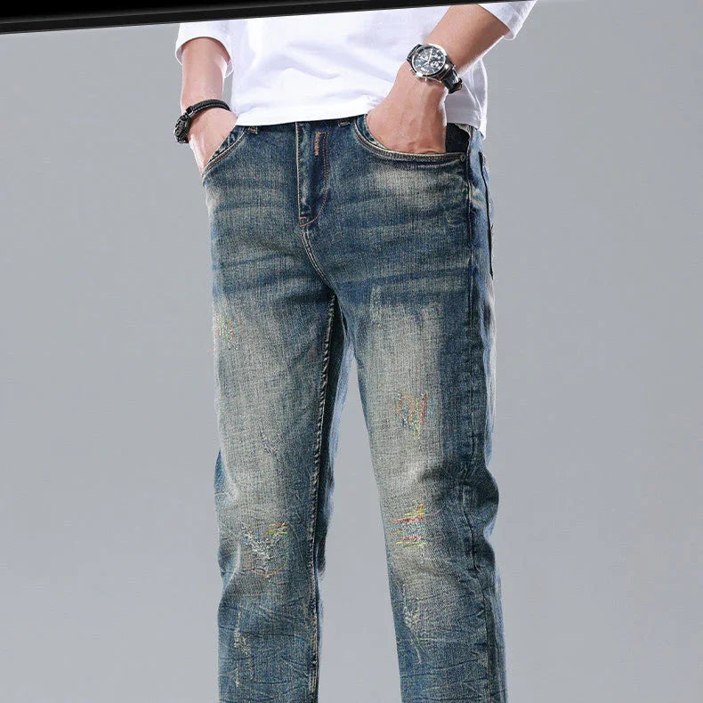 Men's Straight Slim Cotton Vintage Jeans - VAleG
