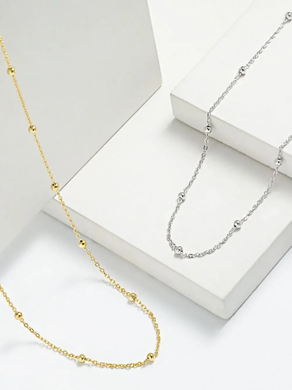 925 Sterling Silver Beaded Necklace - VAleG