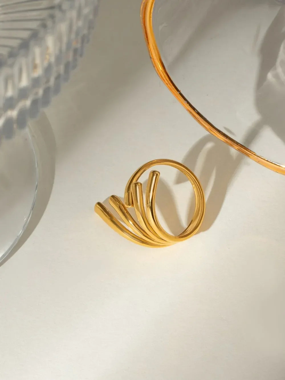 18K Gold-Plated Stainless Steel Irregular Open Ring - VAleG