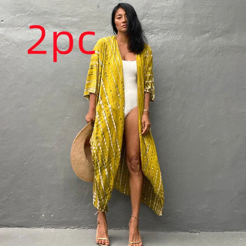 Polyester Ladies Sun Protection Resort Beach Dress Cover Up - VAleG
