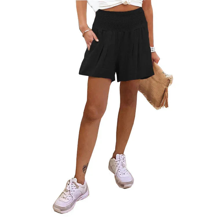 European And American Solid Color High Waisted Shorts Casual Pants - VAleG