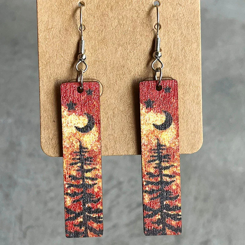 Square Shape Wooden Dangle Earrings - VAleG
