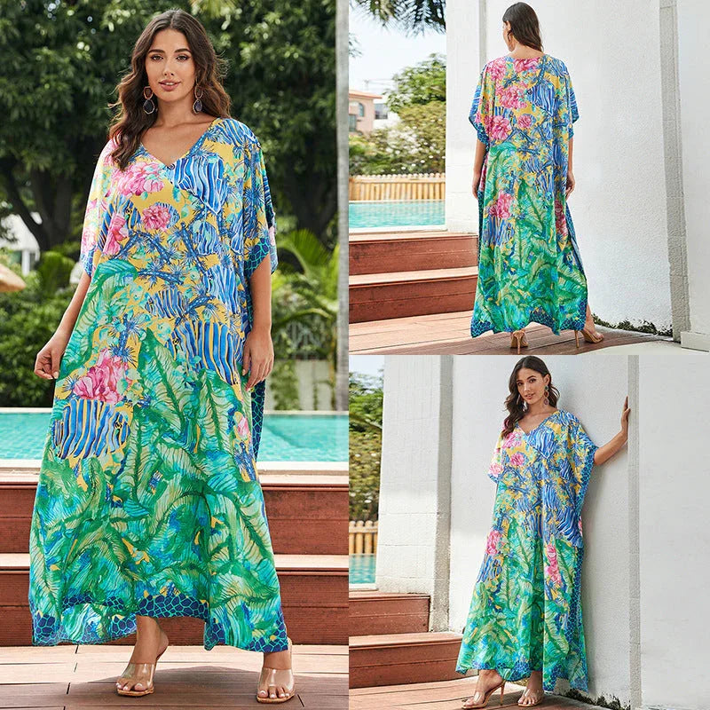 Women's Cotton Tie Dyed Beach Dress - VAleG