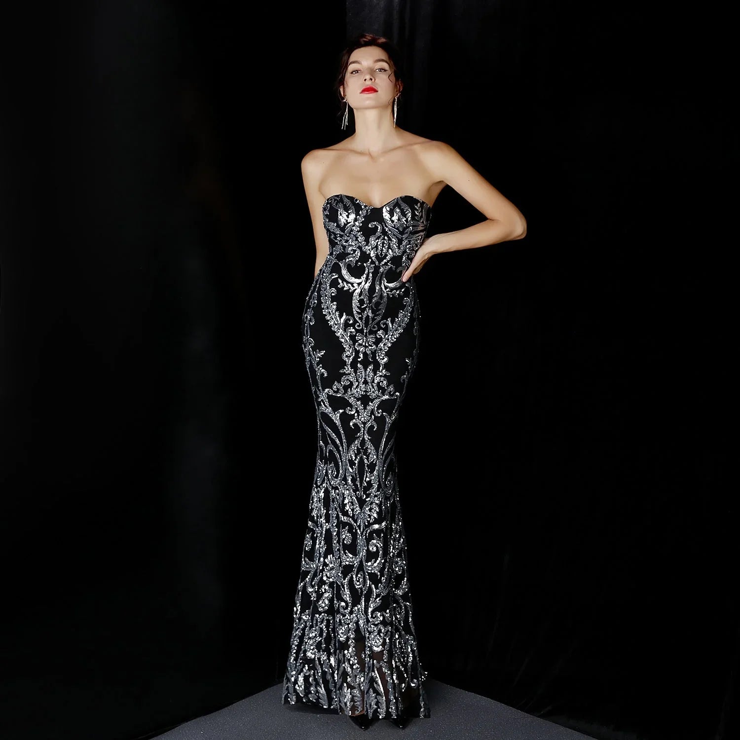 Sequined Long Dress Skirt Prom Party Etiquette Celebration Evening Dress - VAleG