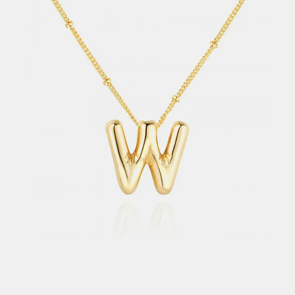 Gold-Plated Bubble Initial Necklace - VAleG