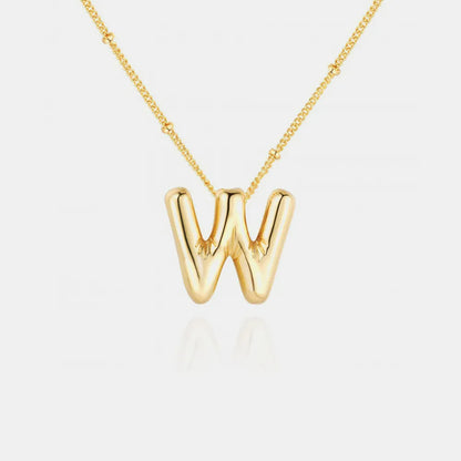Gold-Plated Bubble Initial Necklace - VAleG