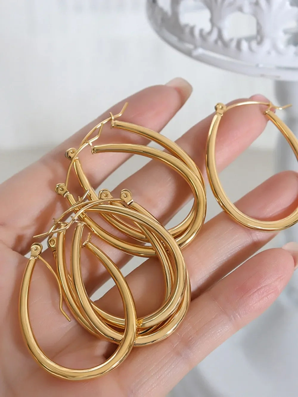 18K Gold-Plated Titanium Steel Earrings - VAleG