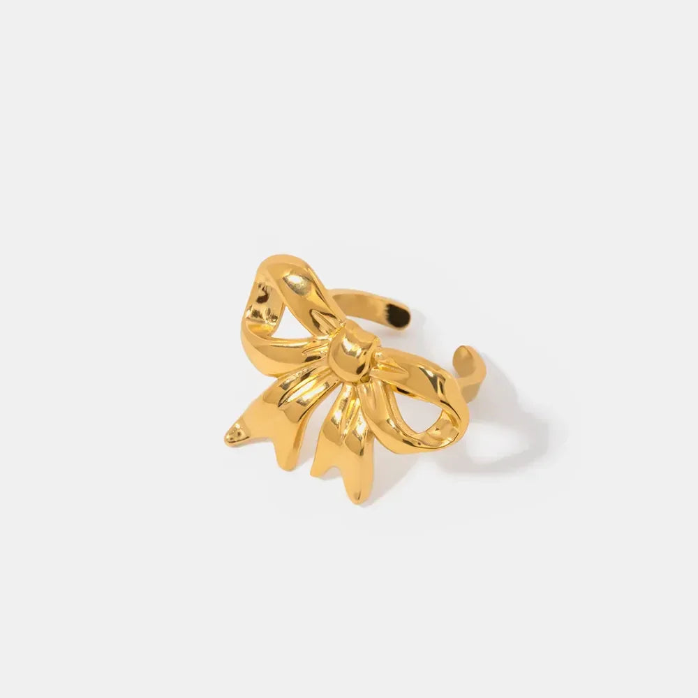 18K Gold-Plated Stainless Steel Bow Ring - VAleG