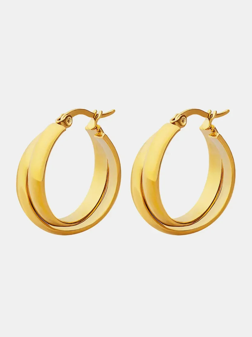 18K Gold-Plated Titanium Steel Huggie Earrings - VAleG