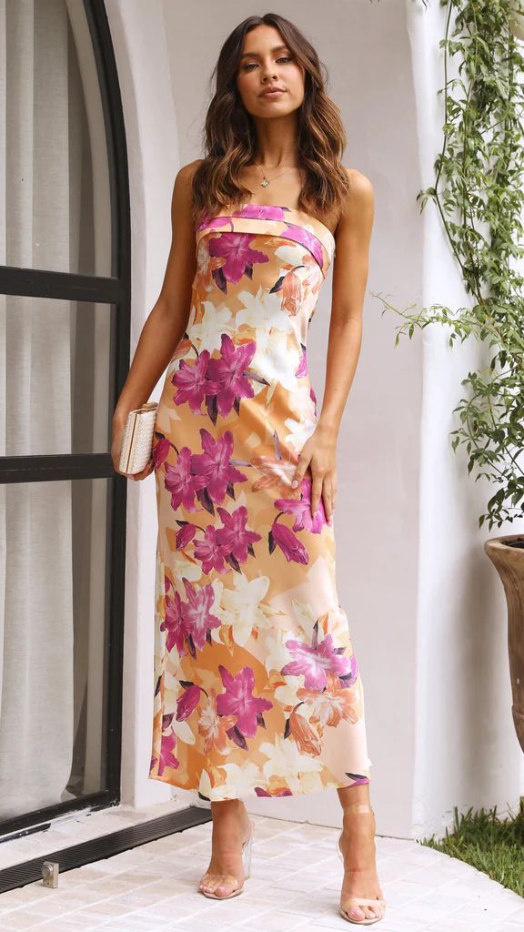 Summer Tube Top Long Dress With Backless Design INS Fashion Flowers Print Party Evening Dresses For Women - VAleG