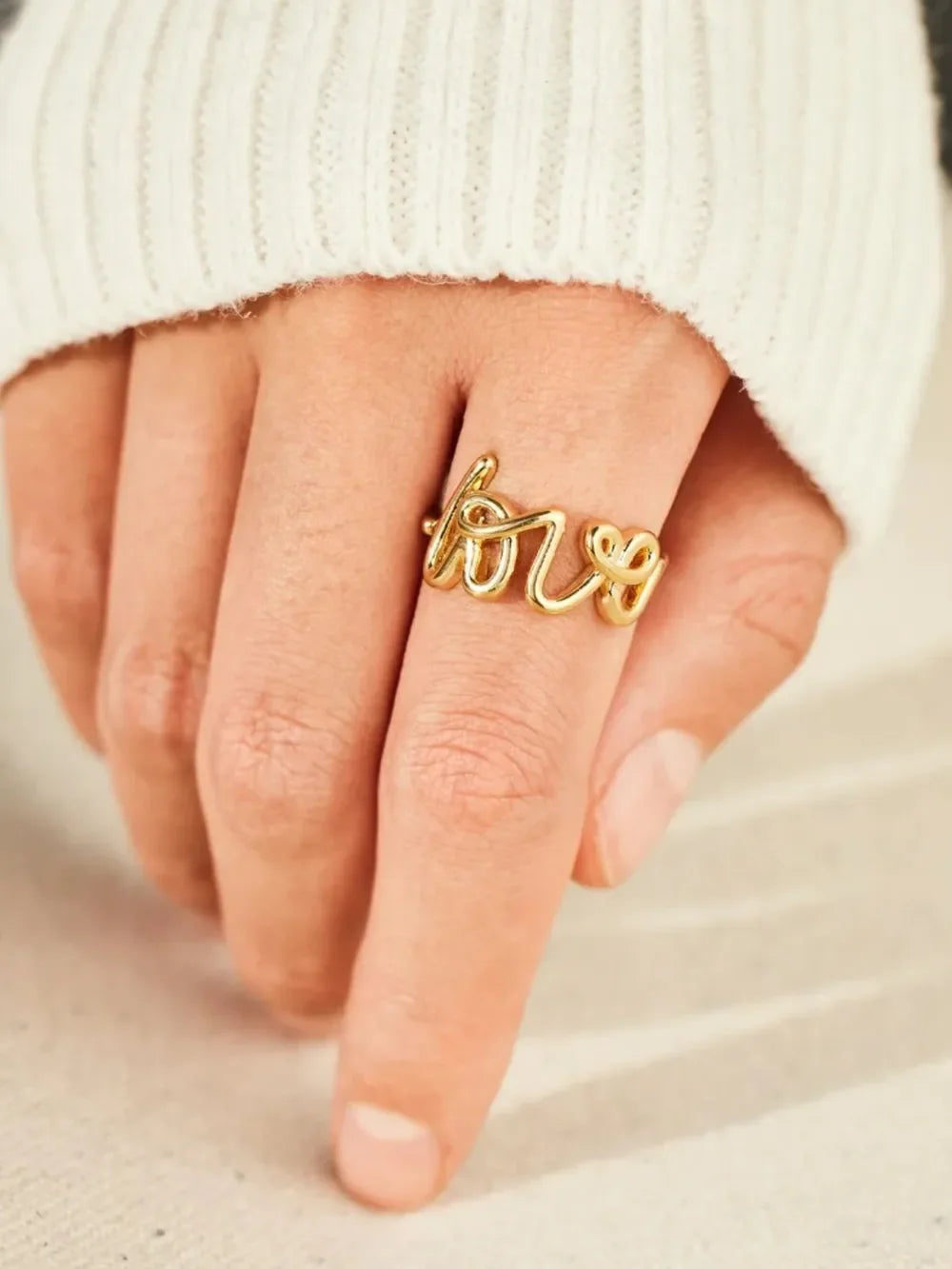 LOVE 18K Gold-Plated 925 Sterling Silver Ring - VAleG