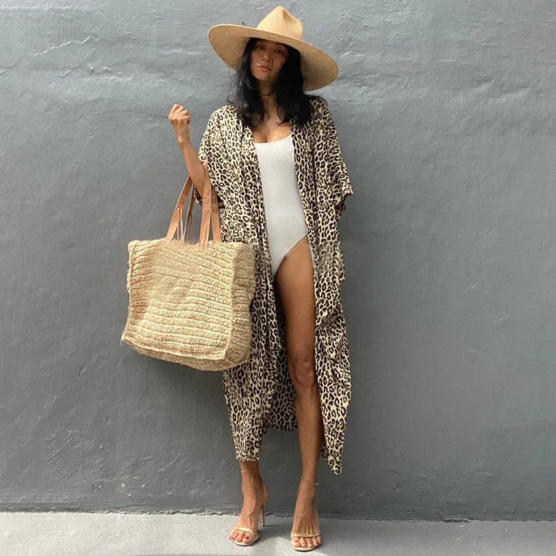Polyester Ladies Sun Protection Resort Beach Dress Cover Up - VAleG
