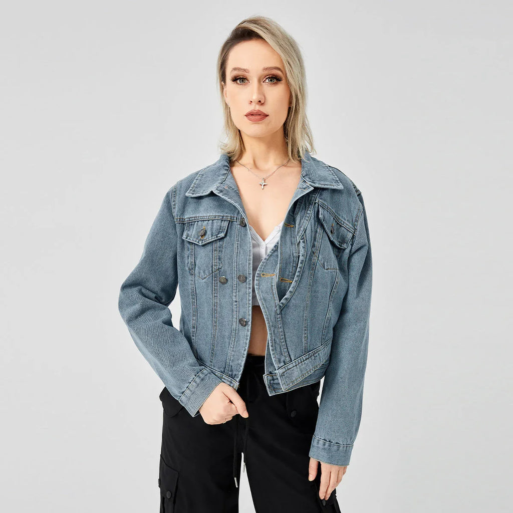 Women's Denim Long Sleeve Designed Jacket Fashion Top - VAleG