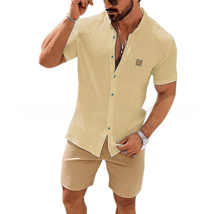 Fashion Summer Button Linen New Men's Shirt VAleG