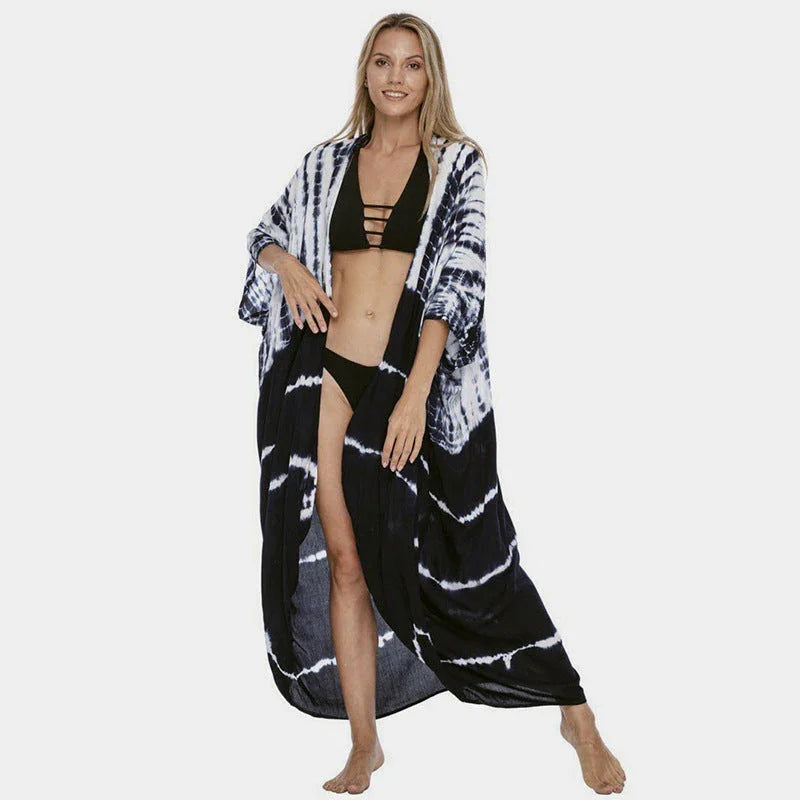 Polyester Ladies Sun Protection Resort Beach Dress Cover Up - VAleG