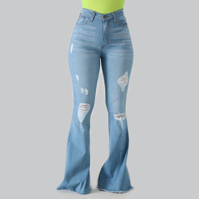 Fashion Women's Slim-fit Buttocks Ripped Jeans - VAleG