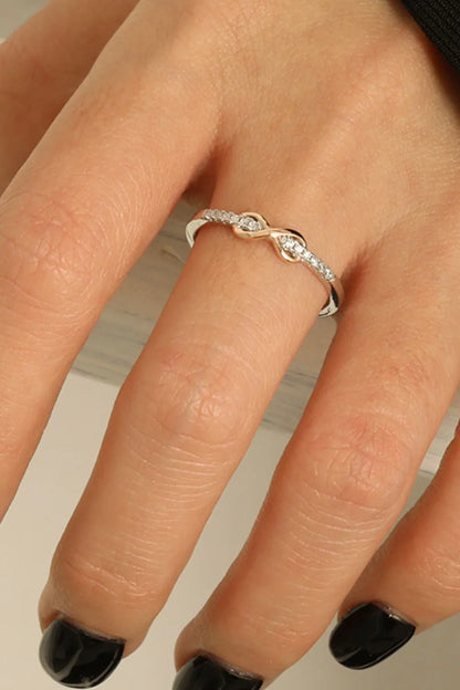925 Sterling Silver Inlaid Zircon Infinity Symbol Ring - VAleG