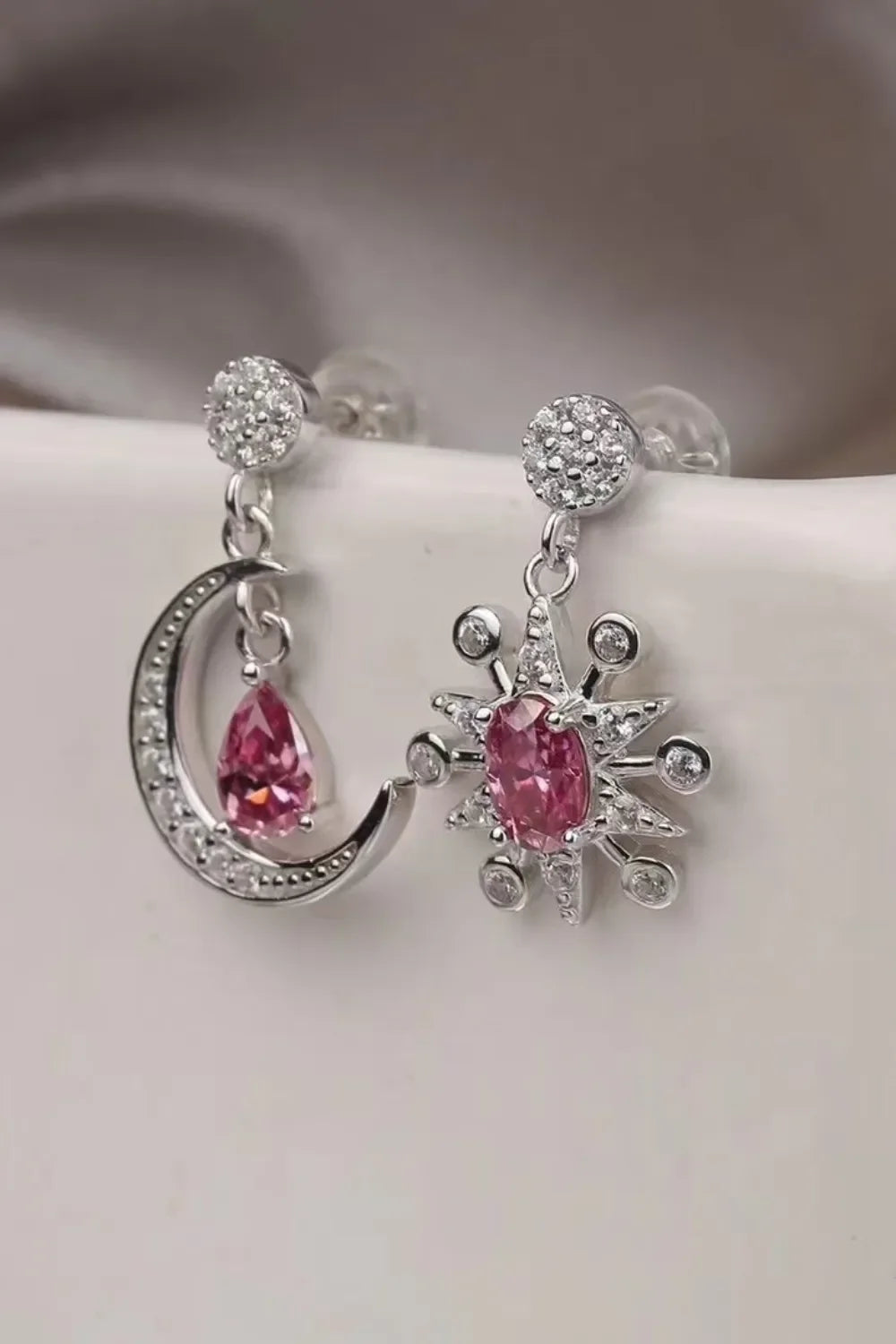 1 Carat Moissanite 925 Sterling Silver Moon & Star Earrings - VAleG