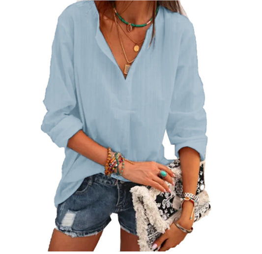 Cotton And Linen Top Loose Casual Shirt VAleG