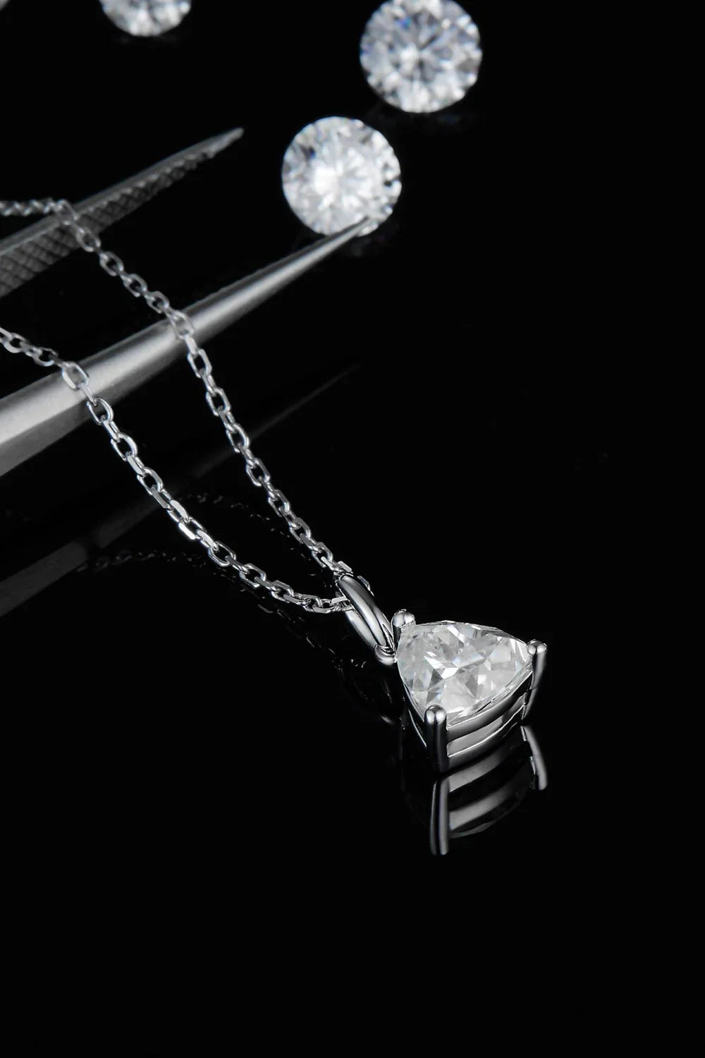 1 Carat Moissanite Pendant 925 Sterling Silver Necklace - VAleG