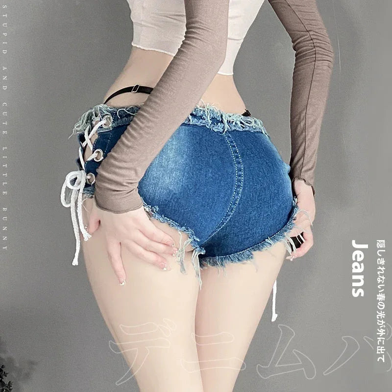 Sexy Underwear Women's Open-end Free Off Denim Shorts - VAleG