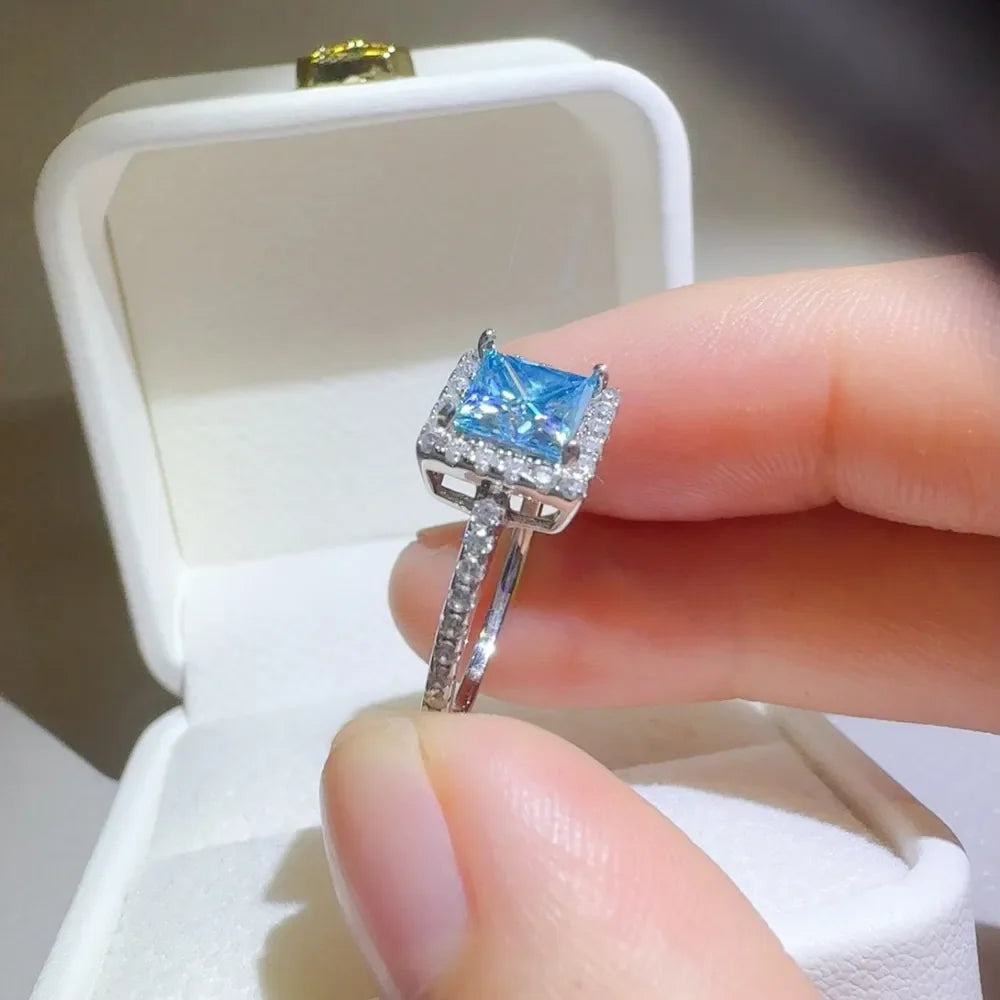 2 Carat Moissanite 925 Sterling Silver Square Shape Ring - VAleG