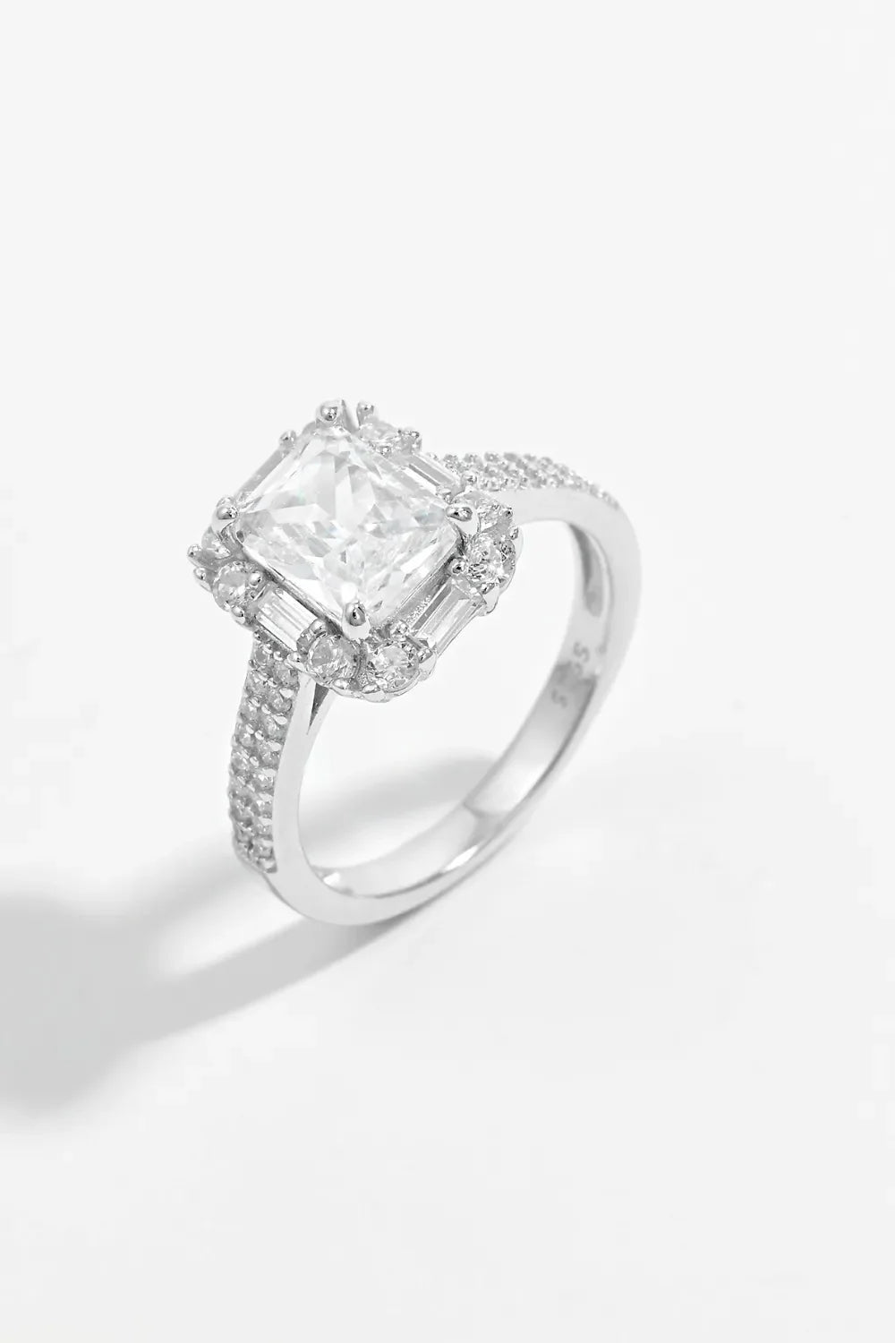 925 Sterling Silver Inlaid Zircon Square Ring - VAleG