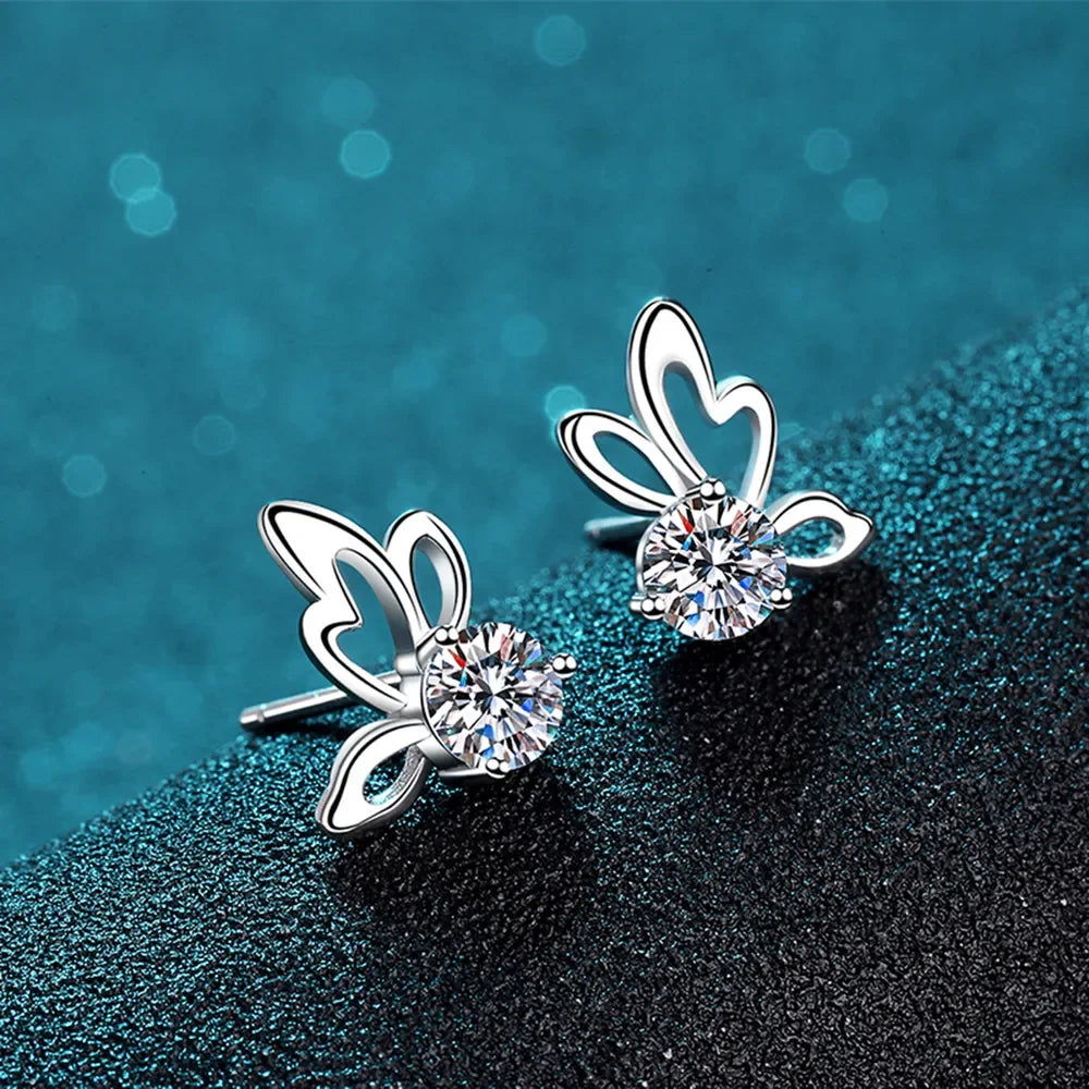 1 Carat Moissanite Butterfly Shape Earrings - VAleG