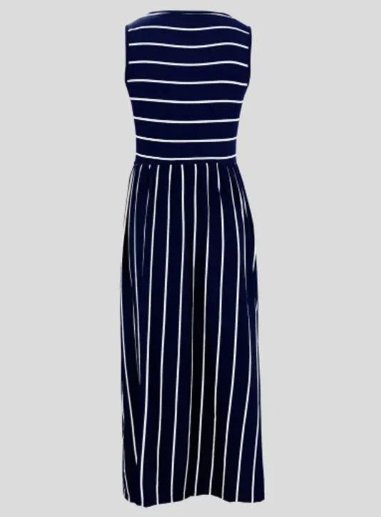 Print Crew Neck Tank Dress - VAleG
