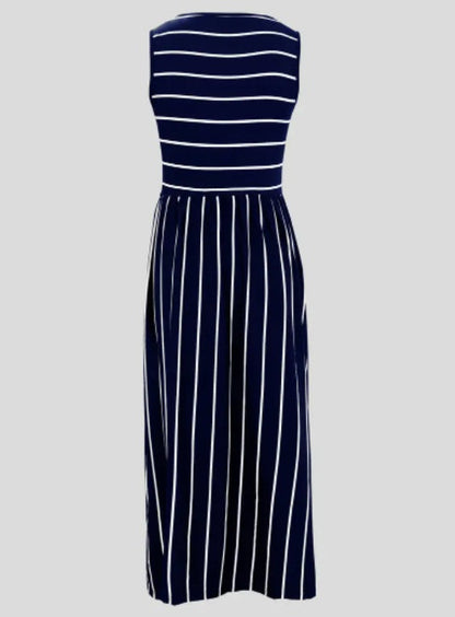 Print Crew Neck Tank Dress - VAleG