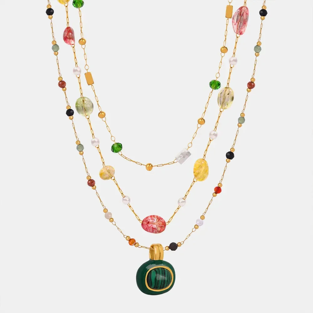 Titanium Steel Gold-plated Bead Necklace - VAleG