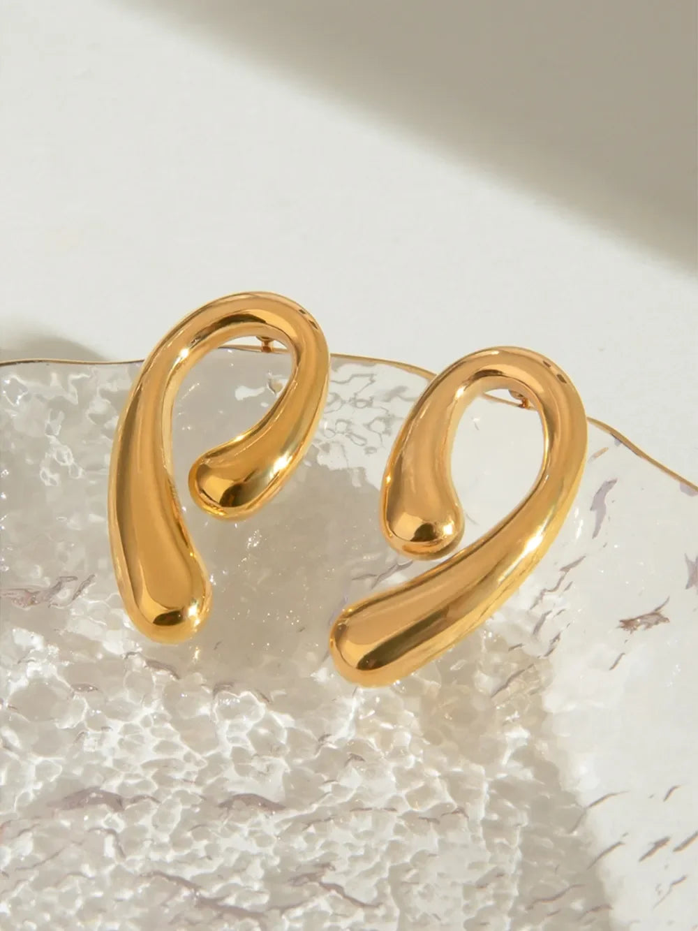18K Gold-Plated Stainless Steel Geometric Shape Earrings - VAleG