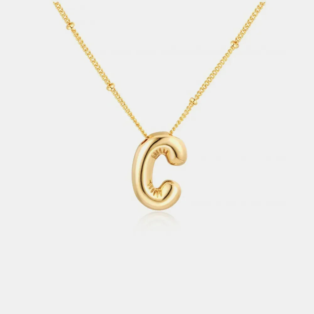 Gold-Plated Bubble Initial Necklace - VAleG