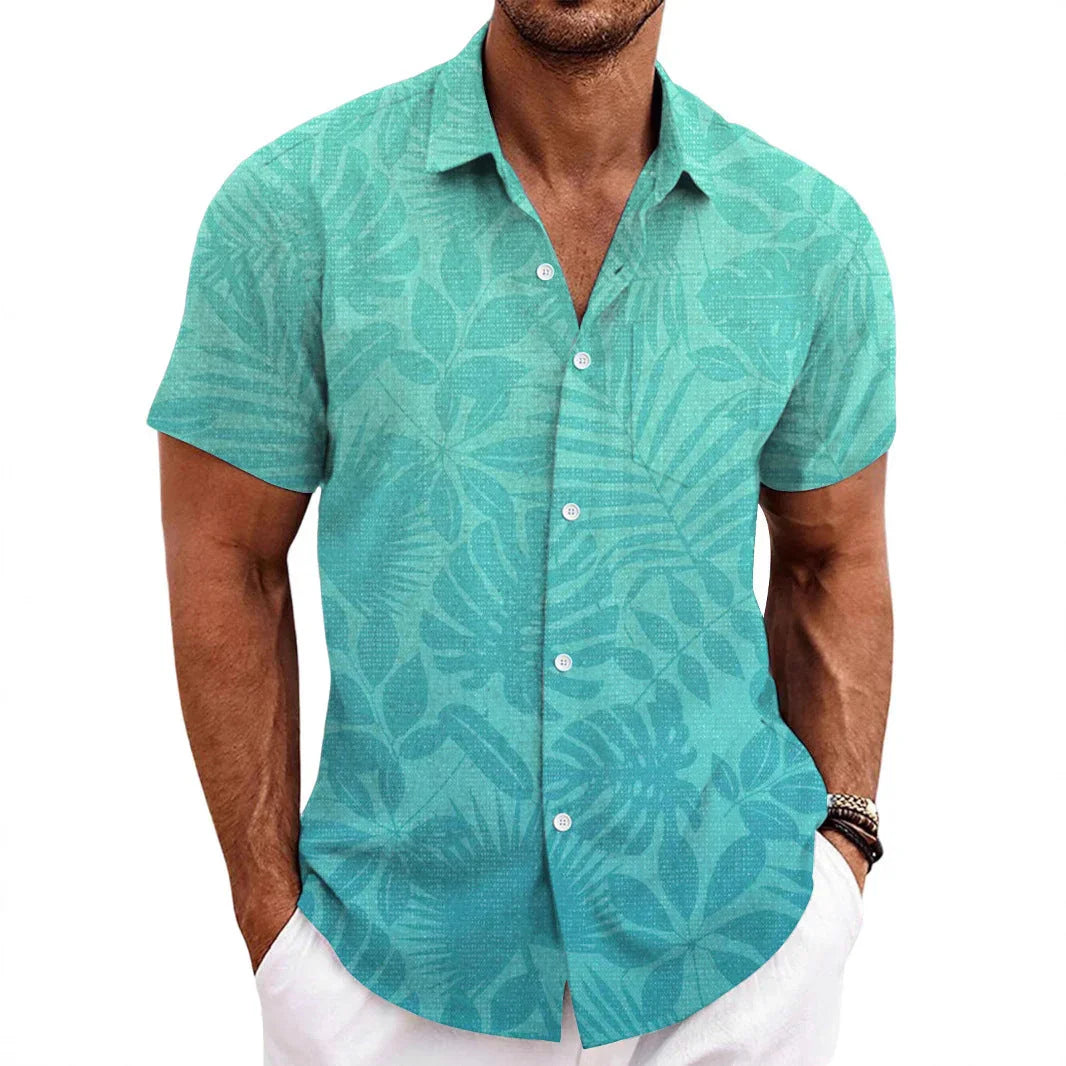 Solid Color Short Sleeve Cardigan Beach Shirt - VAleG