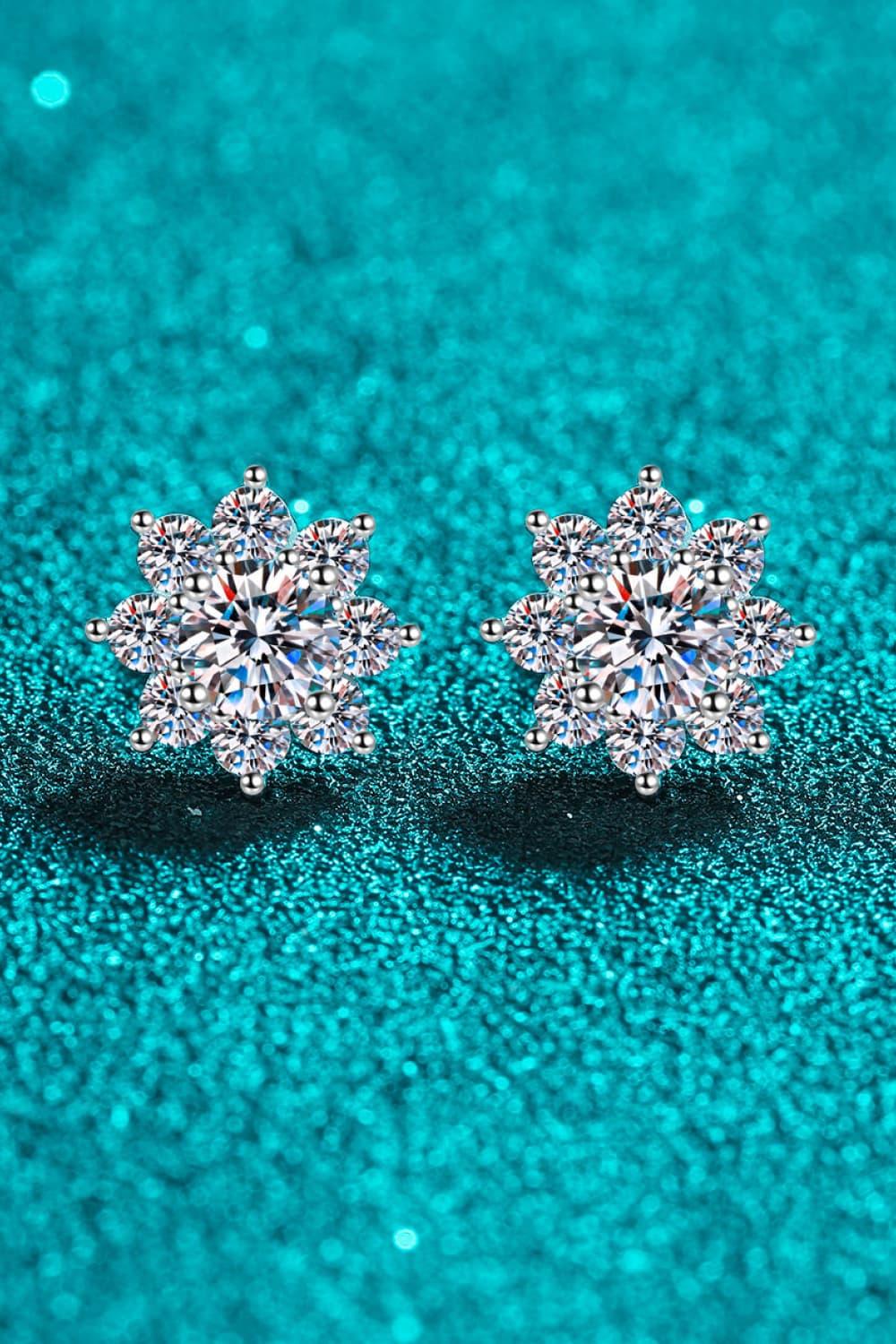 1 Carat Moissanite 925 Sterling Silver Flower Earrings - VAleG