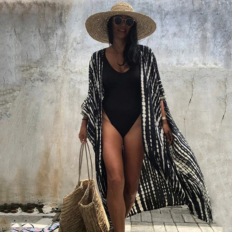 Polyester Ladies Sun Protection Resort Beach Dress Cover Up - VAleG