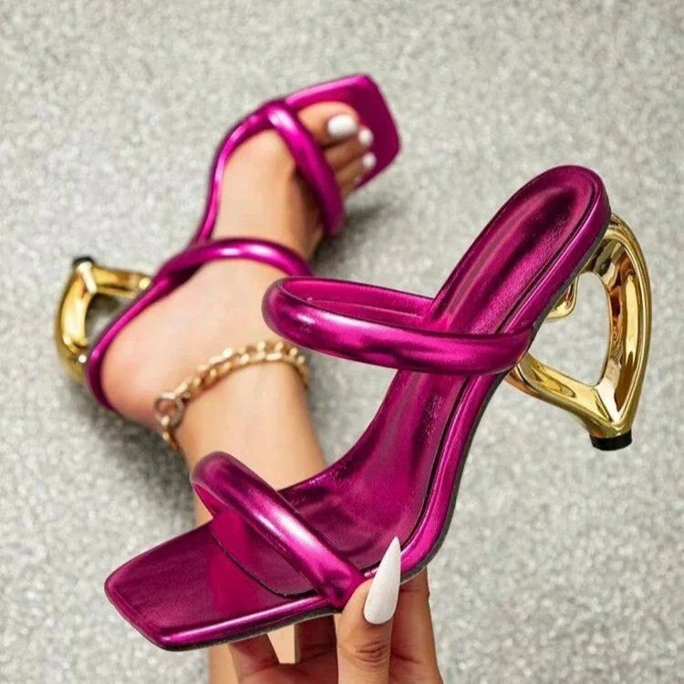 European And American-style Gold-shaped High Heel Slippers - VAleG