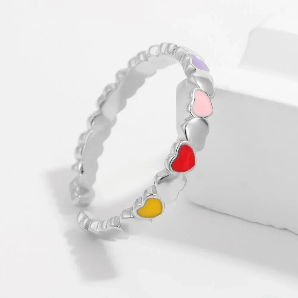 925 Sterling Silver Drip Oil Heart Ring - VAleG