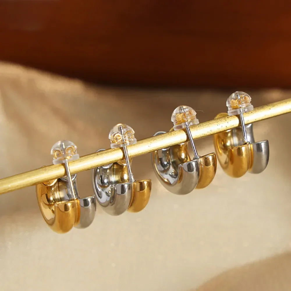 18K Gold-Plated C-Hoop Earrings - VAleG