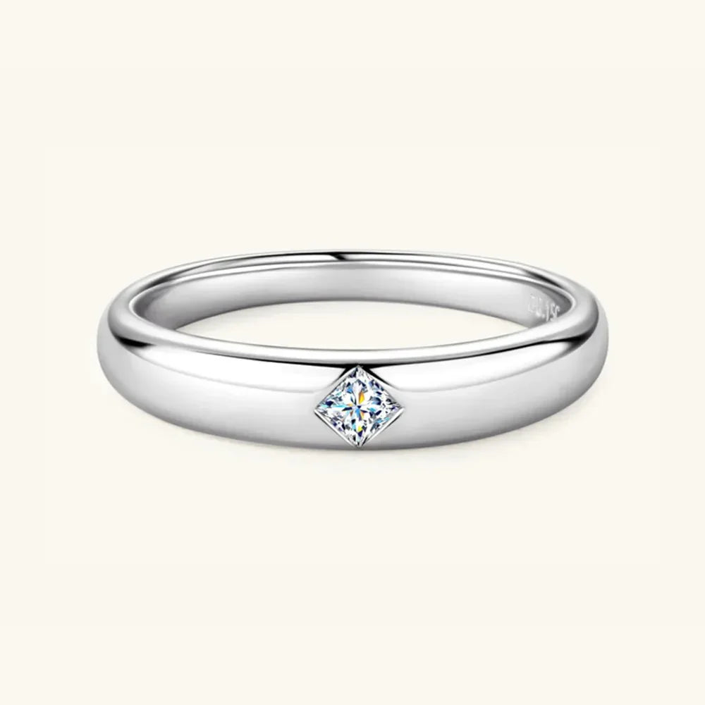 925 Sterling Silver Inlaid Moissanite Ring - VAleG