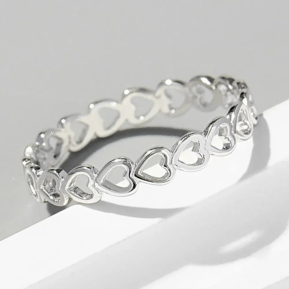 925 Sterling Silver Heart Link Ring - VAleG