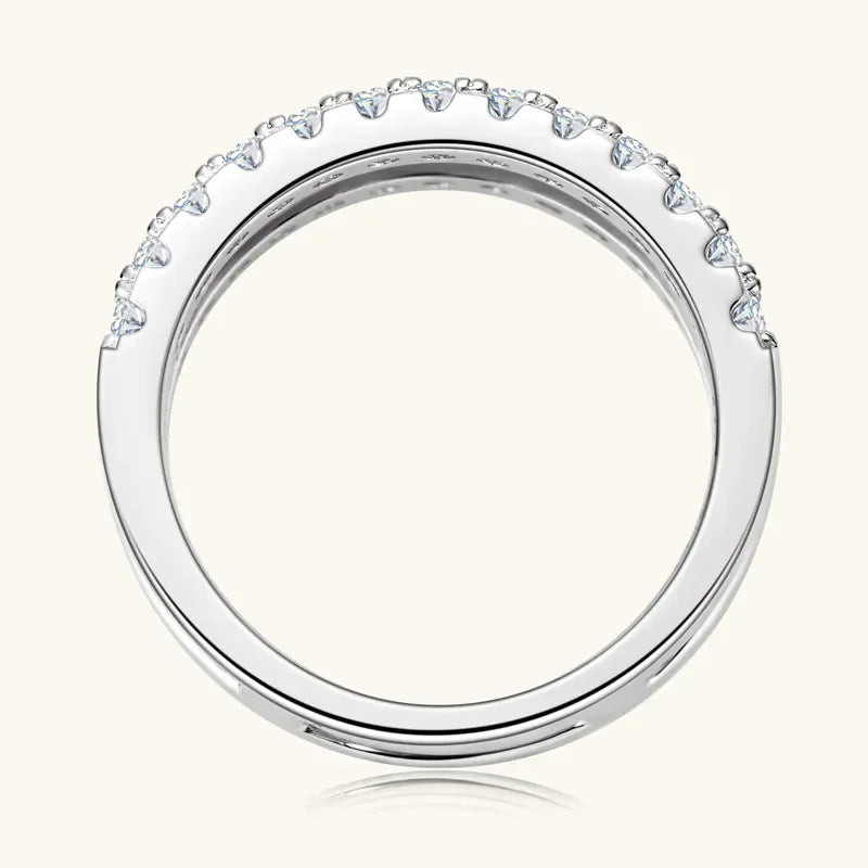 925 Sterling Silver Moissanite Double Layered Ring - VAleG