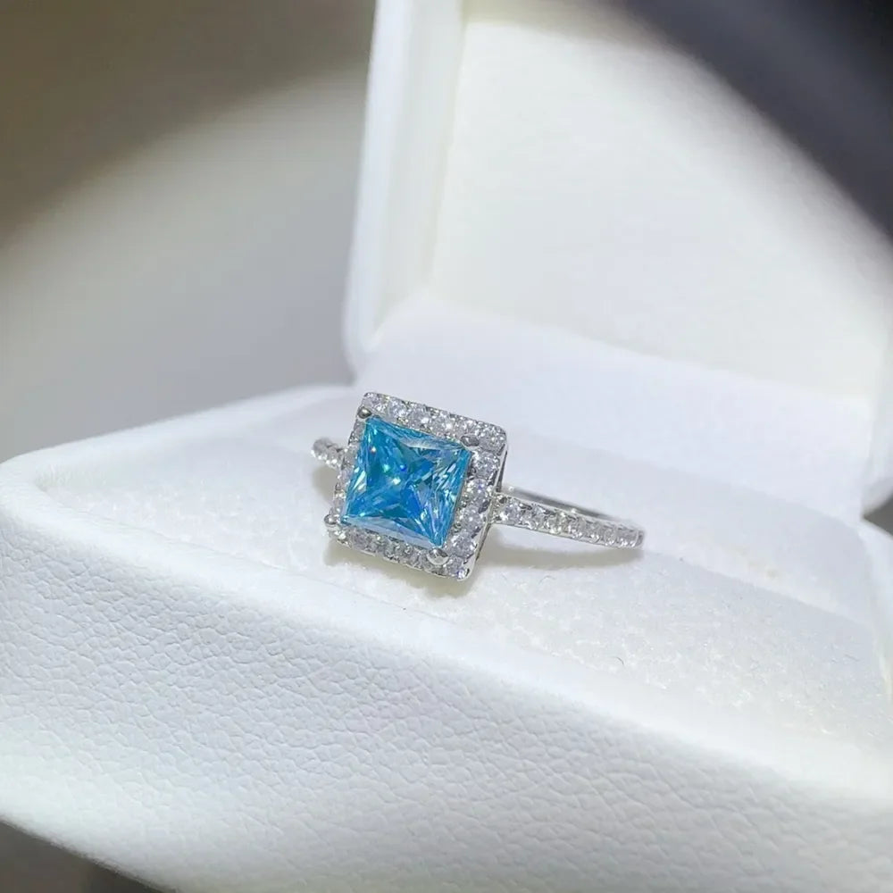 2 Carat Moissanite 925 Sterling Silver Square Shape Ring - VAleG